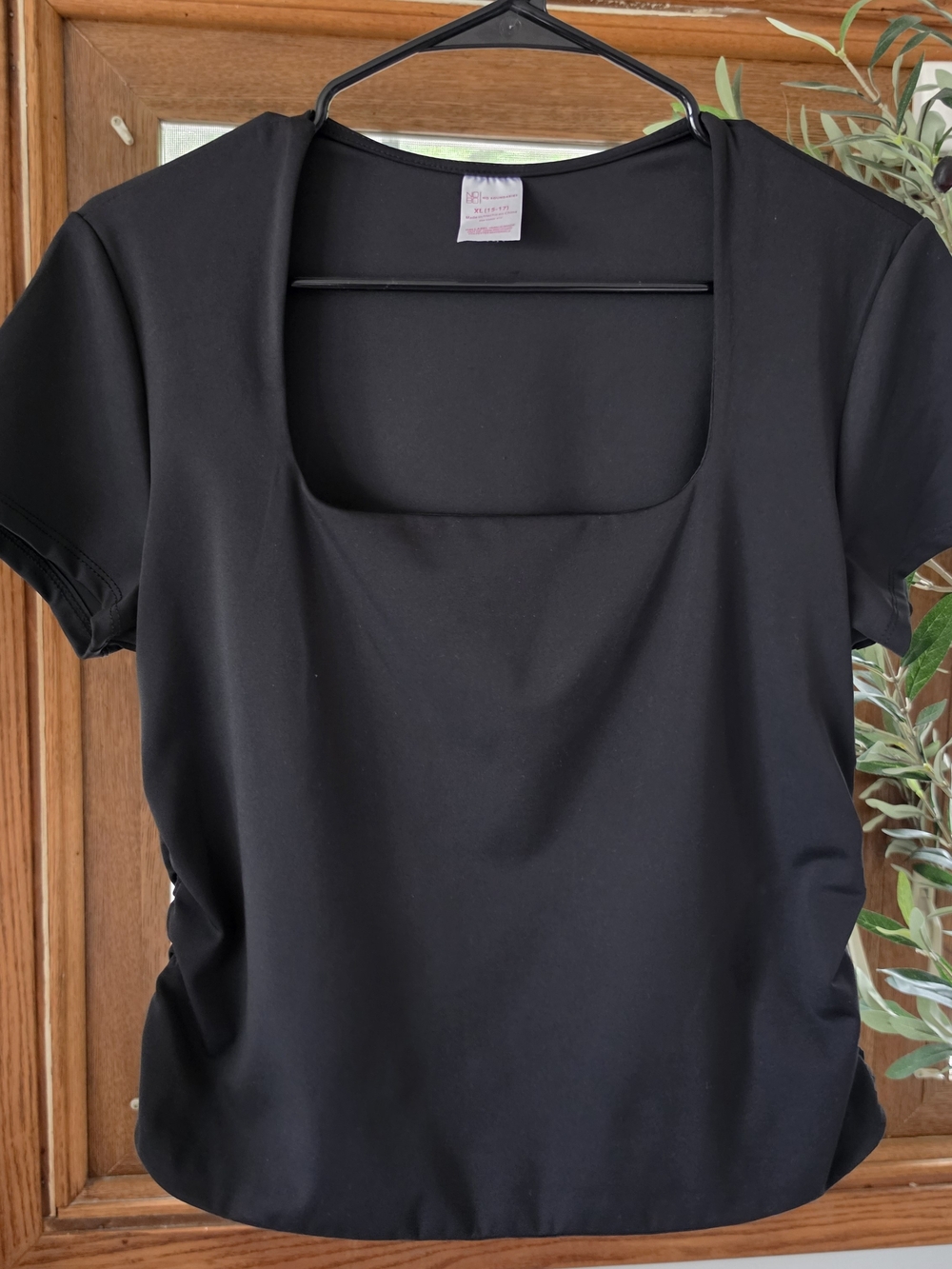 No Boundaries Black Square Neck Short Sleeve Tee